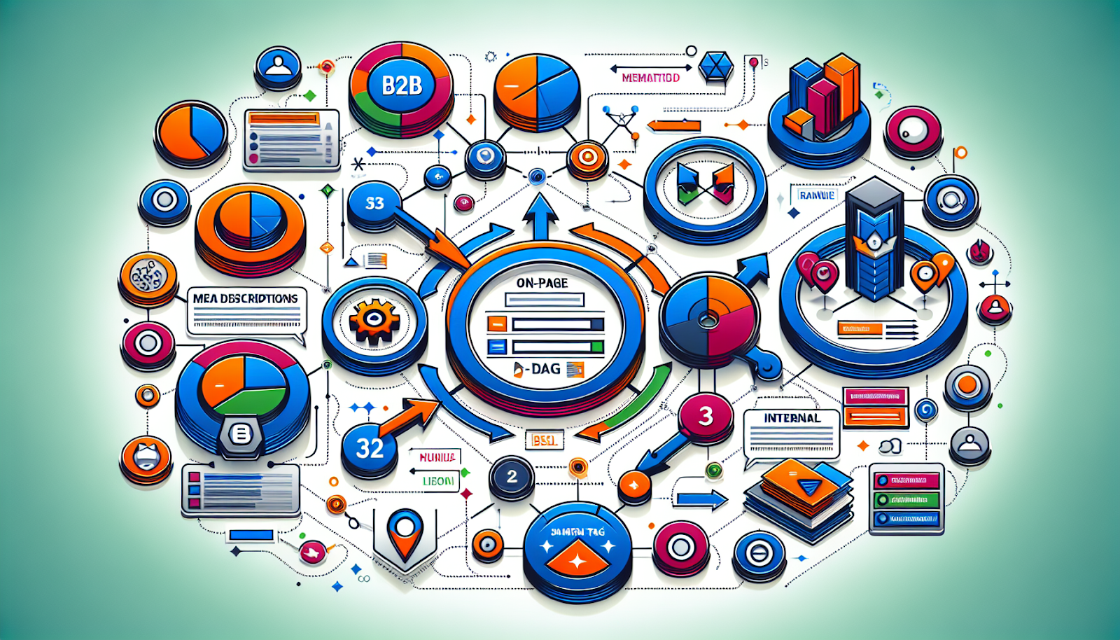 On-page SEO techniques for B2B websites, including meta descriptions and internal linking
