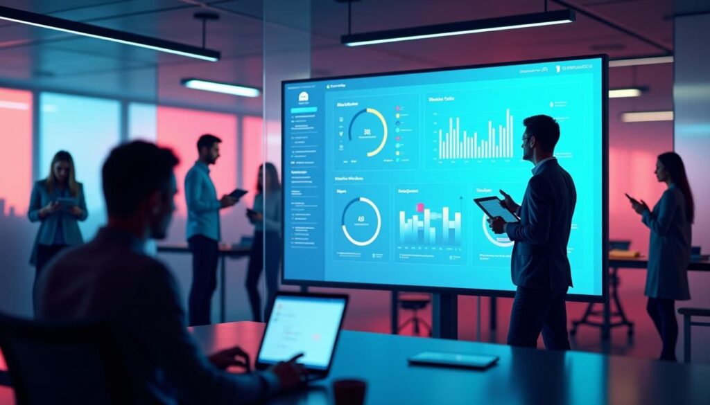 B2B sales team reviewing AI workflow dashboard while hiring a CRM admin